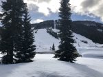 Winter view of Alpine ski area from balcony